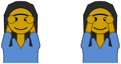 Arms raised to cover the eyes: before, the forearms vanish behind the head; after, they cross in front of the face.